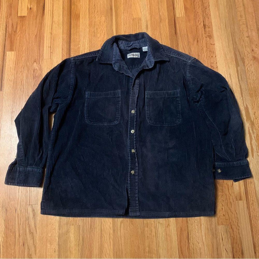 Vintage 2000s Navy Blue Corduroy Button Shirt Women’s Intrinsic Size Large
